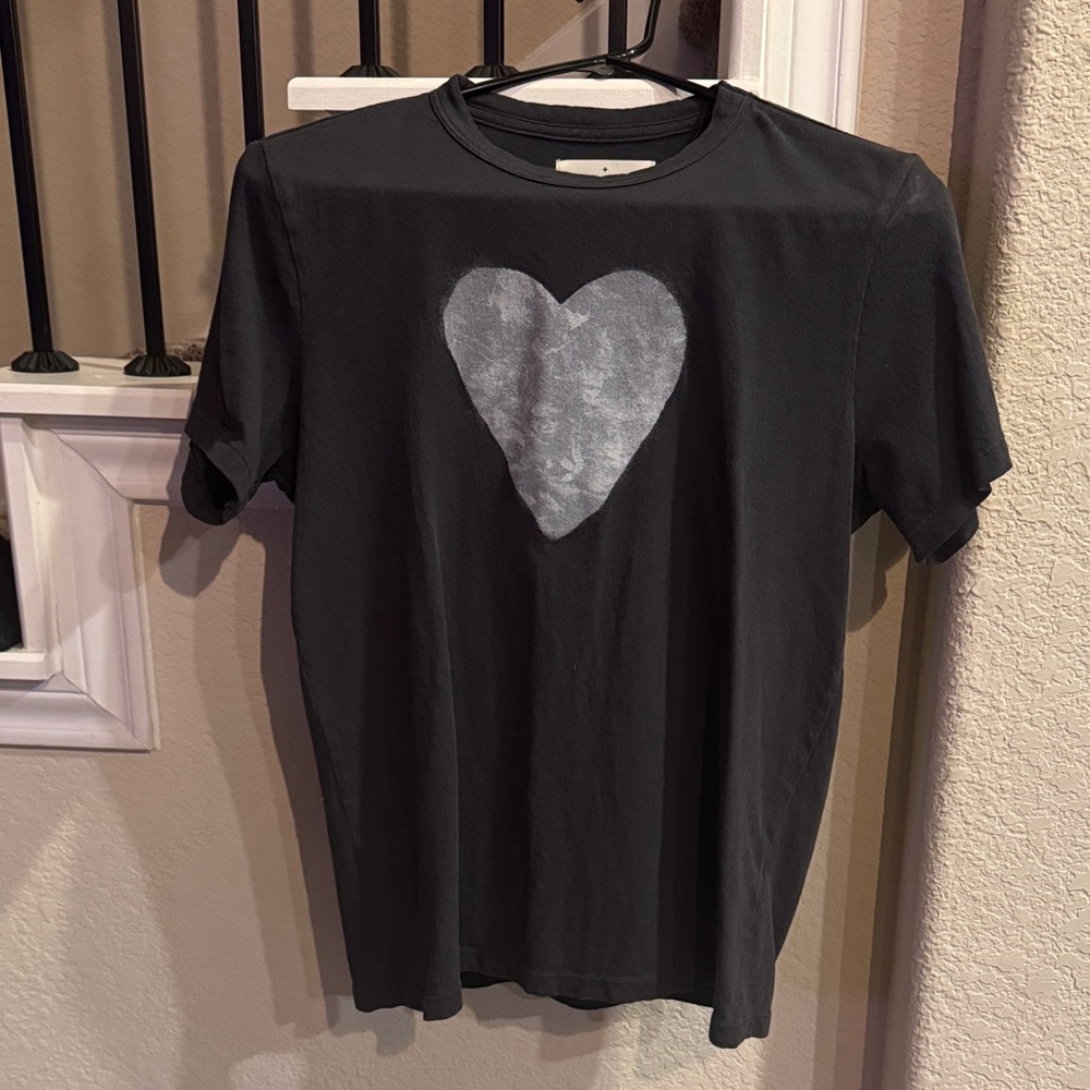 imogene + willie Black Tee with Silver Heart